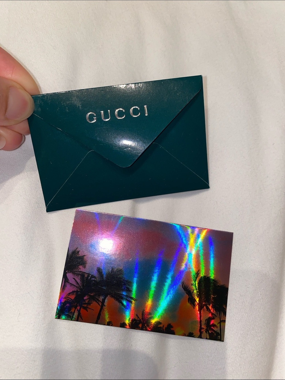 Gucci Dark Green Envelope & Holographic Palm Card